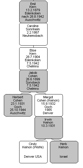 Stammbaum Familie Kern/Cohen